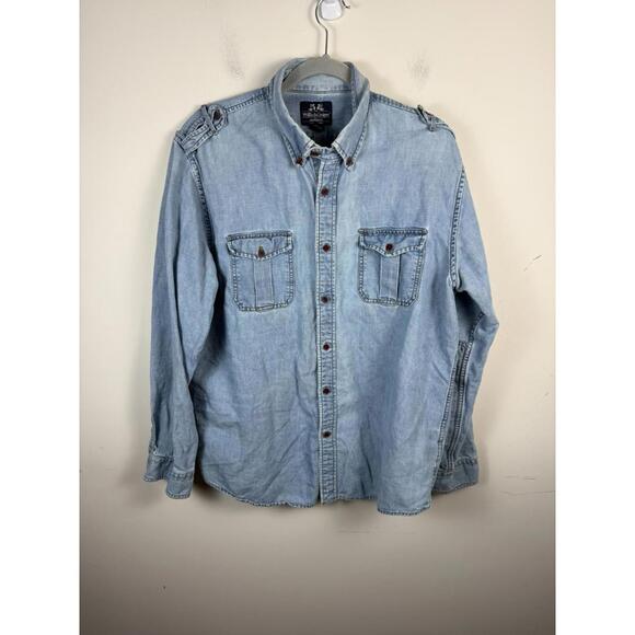 Willis & Geiger Other - Vintage Willis & Geiger Shirt Large Linen Denim Button Up Safari Pockets Hunting